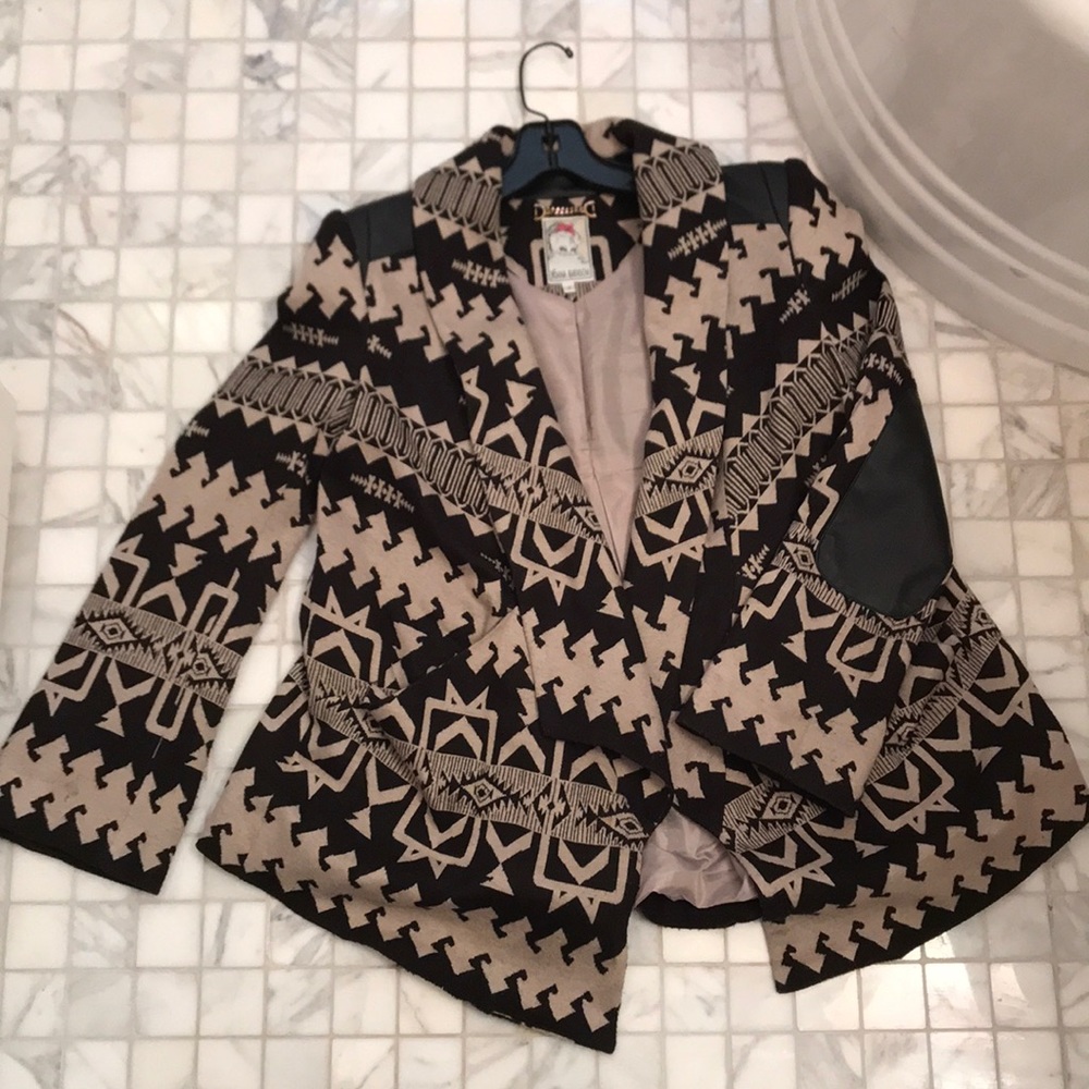 Yoana Baraschi draped tribal print jacket